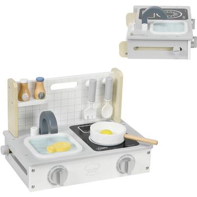Aiyaplay - Kinderküche aus Holz, 10-teiliges Mini-Spielküchen-Set mit Lebensmitteln, Kochgeschirr, Image