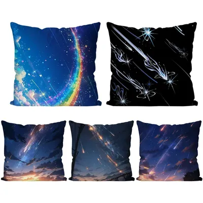 1pc Meteor Shower Starry Sky Pillow Case Square Pillow Bedroom Sofa LeisureComfort Cushion Car Living Room Home Decoration 40X40