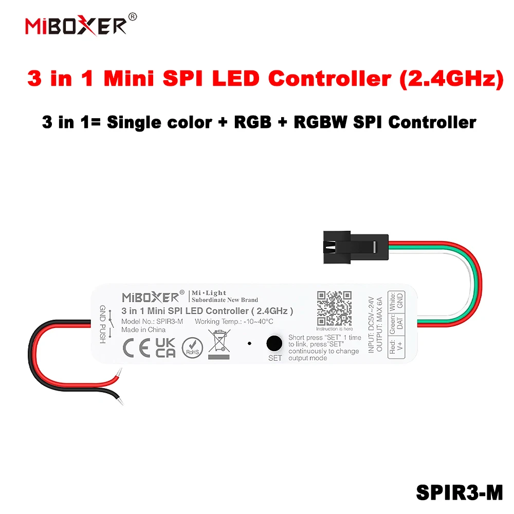 Miboxer spir3-m 2,4 ghz 5 ~ 24v 3 in1 spi einfarbig/rgb/rgbwic signal ttl dim controller für ws2811 ws2812 ws2815 led pixel streifen Image