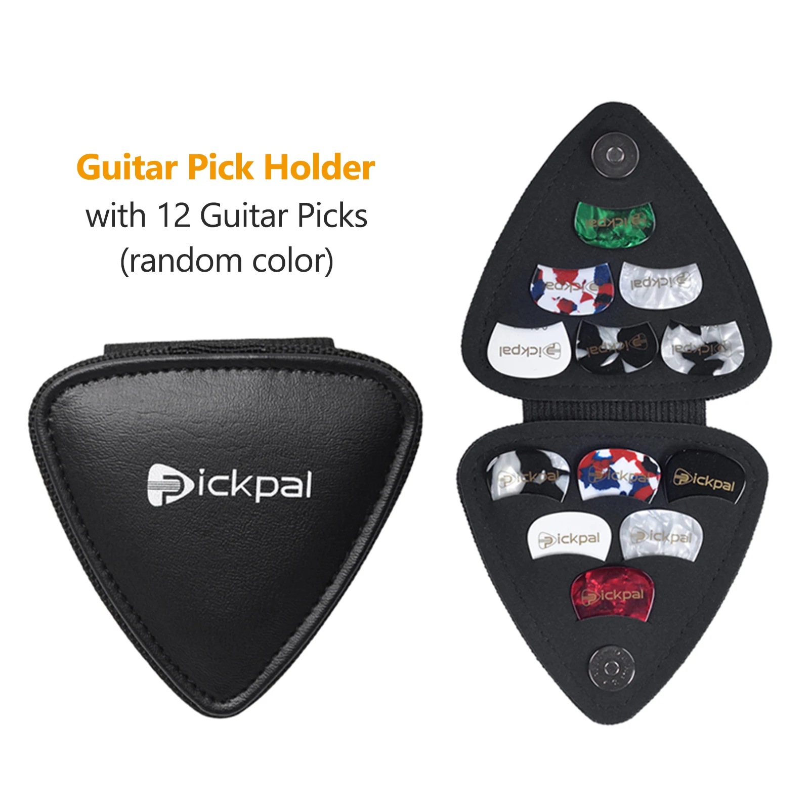 PICKPAL Gitarren-Picks-Halter für akustische E-Gitarre, inklusive 12 Stück Gitarren-Plektren, Aufbewahrungstasche aus Leder für Gitarrenplektren Image