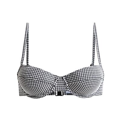 Bade-Shirt ROXY "Gingham", Damen, Gr. XS, Cup B, grau (anthrazit), 62% Polyester, 33% Nylon, 5% Elasthan, Bikini-Oberteile Image