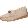 Mokassin WALDLÄUFER "H-LUCY", Damen, Gr. 5 (38), beige, Nubukleder, Glattleder, sportlich, Schuhe, Slipper, Komfortschuh, Freizeitschuh in Komfortweite H = sehr weit