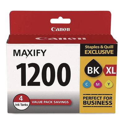 Canon 1244243 (1200XL,1200) Ink, Black/Cyan/Magena/Yellow, 4/Pack (CNM1244243) Pack of 4 Canon® Inkjet Printer Cartridges