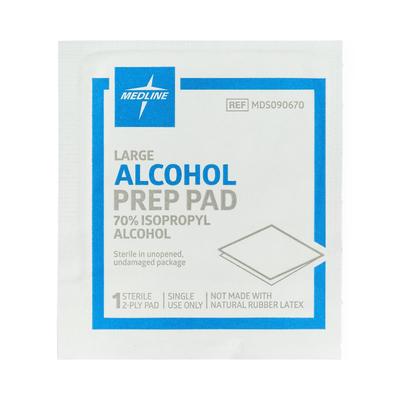 Alcohol Prep Pads, Bulk, 2-Ply, Size M, 1-1/8" x 2-3/8", 3000/CS (MDS090737) Case of 3000 Medline