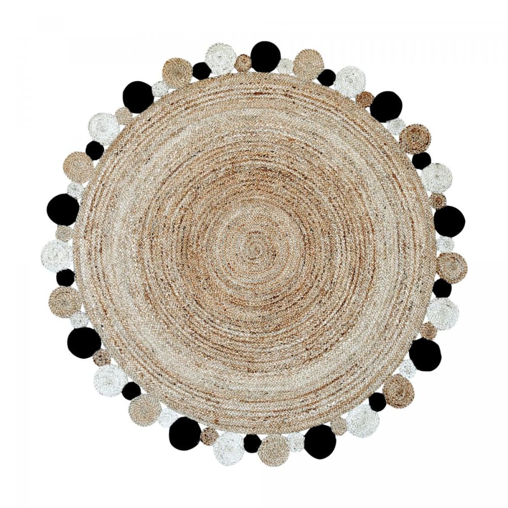 Tapis rond en jute, tapis artisanal tissé à la main, beige Ø150cm