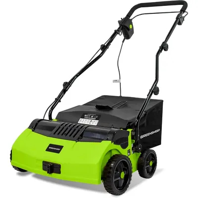 V2 - Artificial Grass Electric Sweeper Rake Vacuum 45L Collection Bag,5 Adjustable Heights, Foldable