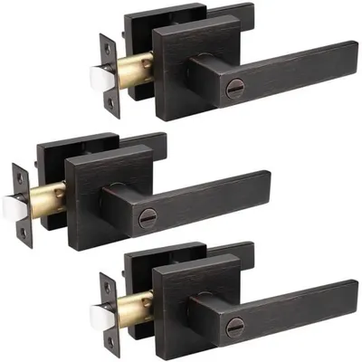 Privacy Door Handles,Heavy Duty Matte Door Lever Hardware,Keyless Interior Door Knob Lockset for