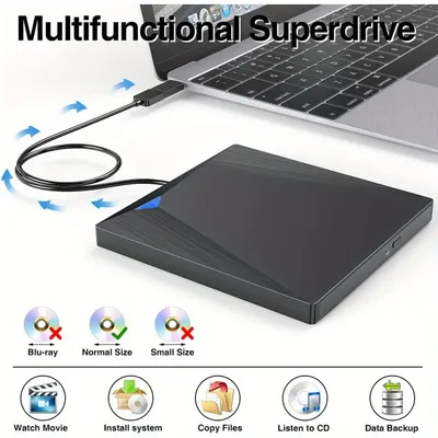 External CD DVD Drive USB 3.0 Type-C,Portable Superdrive Burner Player ,Compatible for Windows XP
