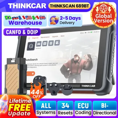 THINKCAR THINKSCAN 689BT Car Diagnostic Tool CANFD DOIP Bidirectional ECU Coding 34 Reset Full System Obd2 Scanner Lifetime Free