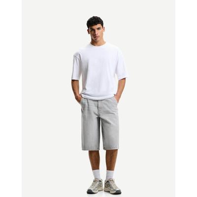 Bershka Denim Skater Bermuda Shorts Men 30 Grey