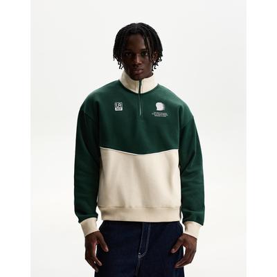 Bershka Sweatshirt With Contrast Zip Men Xs Green