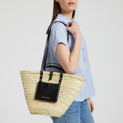 Panier II Basket Bag in Doum Palm Tree Leaves/Leather