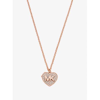 Michael Kors Pavé Heart Locket Necklace Rose Gold One Size