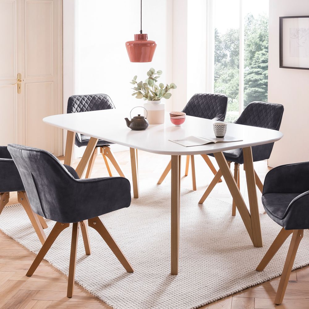 SalesFever »Aino-Mercur« Esszimmergruppe 5-teilig schwarz/weiß Esstisch 180x90 cm Image