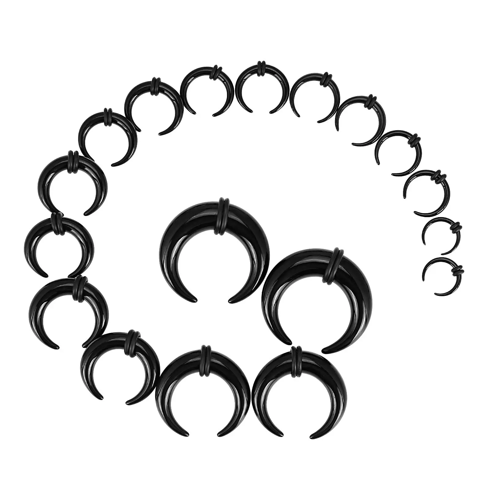 18Pcs Acryl Septum Pincher Tapers C Form Buffalo Ohr Taper Kit Stretching Expander Ringe für Nasen Ohr Messgeräte Größe 14G-00G