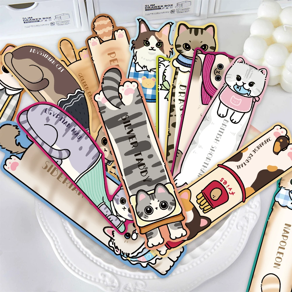 30 stücke Unregelmäßige Lesen Katzen Lesezeichen Dekoration Karte Lesen Seiten Bücher Kommentiert Schreibwaren Ästhetische Lesezeichen Image