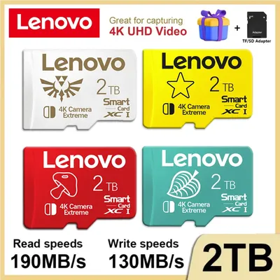 Lenovo Original 2TB SD Card Memory Card TF/SD 128GB 256GB 512GB Mini Memory Card Class10 For Camera/Phone 2024 NEW