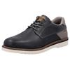Schnürschuh RIEKER, Herren, Gr. 45, blau (blau, grau), Leder, Lederimitat, sportlich, Schuhe, Halbschuh, Casual-Schnürer mit leichtem Einstieg dank Gummizug
