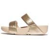 Keilpantolette FITFLOP "LULU", Damen, Gr. 37, grau (platinfarben), Synthetik, metallic, modisch, Schuhe, Keilsandale, Sommerschuh in schmaler Form