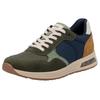 Sneaker RIEKER, Herren, Gr. 47, grün (khaki kombiniert), Veloursleder, Lederimitat, Textil, sportlich, Schuhe, Schnürschuh, Halbschuh, Freizeitschuh mit gepolstertem Schaftrand