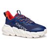 Sneaker GEOX "J FLEXYPER FAST BOY", Kinder, Gr. 33, blau (navy, orange), Textil, Synthetik, sportlich, Schuhe, Chunky Sneaker, Laufschuh, Sportschuh mit praktischem Gummizug