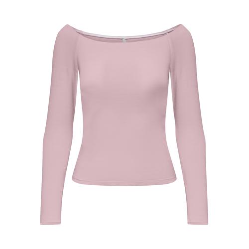 Langarmshirt ONLY ""ONLGLAMOUR L/S BOAT NECK TOP BOX CC JRS"", Damen, Gr. L (40), lila (violet ice), Jersey, Obermaterial: 60% Polyester, 35% Viskose, 5% Elasthan, unifarben, modisch, regular fit, U-Boot-Ausschnitt, Langarm, Shirts