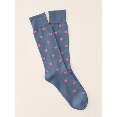 J.McLaughlin Men's Socks in Heart Blue/Hot Pink | Cotton/Nylon/Spandex