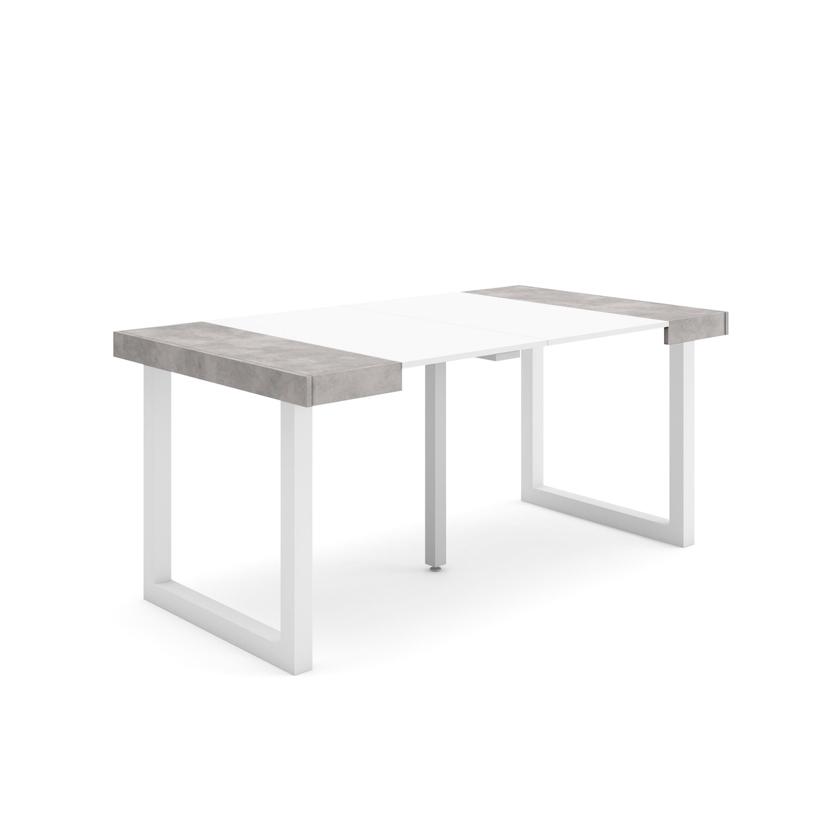 SKRAUT HOME Ausziehbarer Konsolentisch, 160x90x73cm, Für 8 Personen, Holzbeine, Moderner Stil, Weiß und Zementgrau _ 213_25 Image