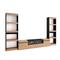SKRAUT HOME Wohnzimmer-TV-Schrank, Wohnwand-System, 320x35x186cm, Für TV-Geräte bis 80“, Elektrischer Kamin, Moderner Stil, Eiche und Schwarz - 94_28