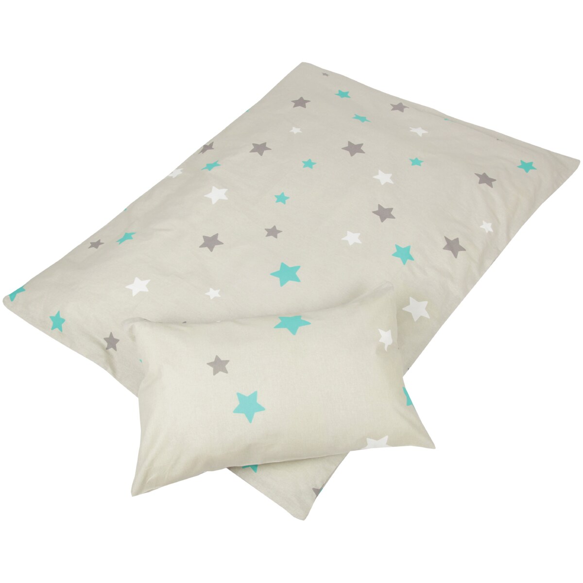 Bestgoodies Kinder Betten-Set inkl. Bettwäsche 100x135cm / 40x60cm - Sterne Grau Image