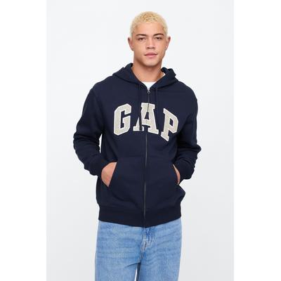 Gap Mens Navy Blue Logo Fleece-Lined Zip Up Hoodie - Navy Blue