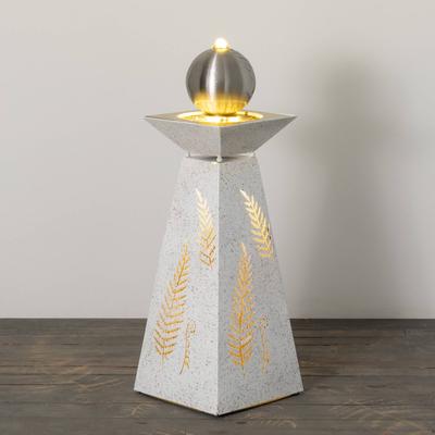 Sullivans 39.25" Gazing Ball Fern LED Fountain , White