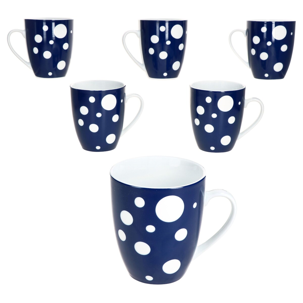 Pula dunkelblau 6er Set Kaffeebecher 300ml Porzellan-Tasse 6 Pers. Punkte Tee Image