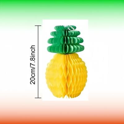 TEMU 5pcs Tropical Honeycomb Pineapple Decorations - Durable Paper Centerpieces For Summer Beach Parties, No Electricity Needed, Featherless - Ideal For Tropical Themed Events & Gifts For Party Hosts Image