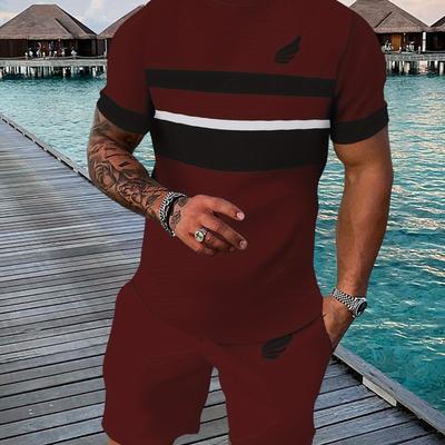 TEMU Casual Sports Suit Breathable Outdoor Casual Men's T-shirt And Shorts Suit Summer 3d Printing Suit For Adult Men Image