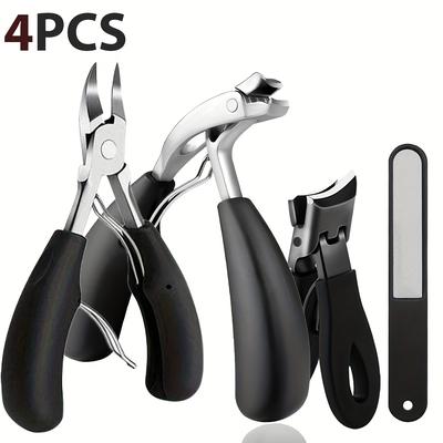 TEMU 4pcs Ingrown Toenail Clipper Set For Thick Nails - Heavy-duty Podiatrist Grade, Stainless Steel Blades With Handle - Men & Adults Image