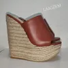 DOHBANER Damen-Sandalen, Plateau, Keilabsatz, Pantoletten, High Heels, Peep-Toe, Kunstleder, Pumps, Party, Abschlussball, Höhe erhöhen, große Größe 41, 44, 47