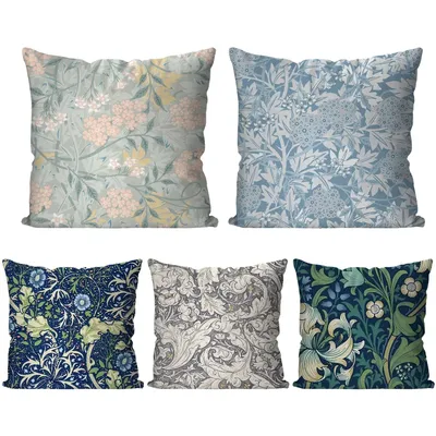 1 Stück William Morris Blumenmuster Kissenbezug Quadratisches Kissen Schlafzimmer Sofa Freizeit Image