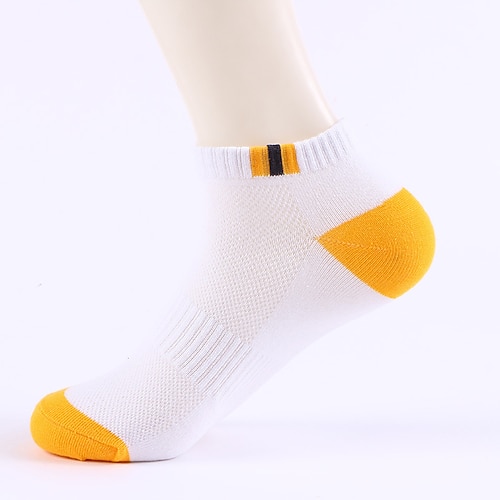 Herren 5 Paare Mehrfachpackungen Socken Laufsport Socken Freizeitsocken Gelb Rote Farbe Farbblock Urlaub Sport Natur Täglich Grundlegend Mittel Frühling Herbst Modisch Brautkleider schlicht Image