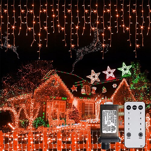 Eiszapfenlichter Außen Dekoration 10M 400LEDs 8 Farben 8 Modi Wasserfest Warmweiß Weiß RGB mit 80 Tropfen EU Stecker US Stecker UK Stecker AU Stecker Image