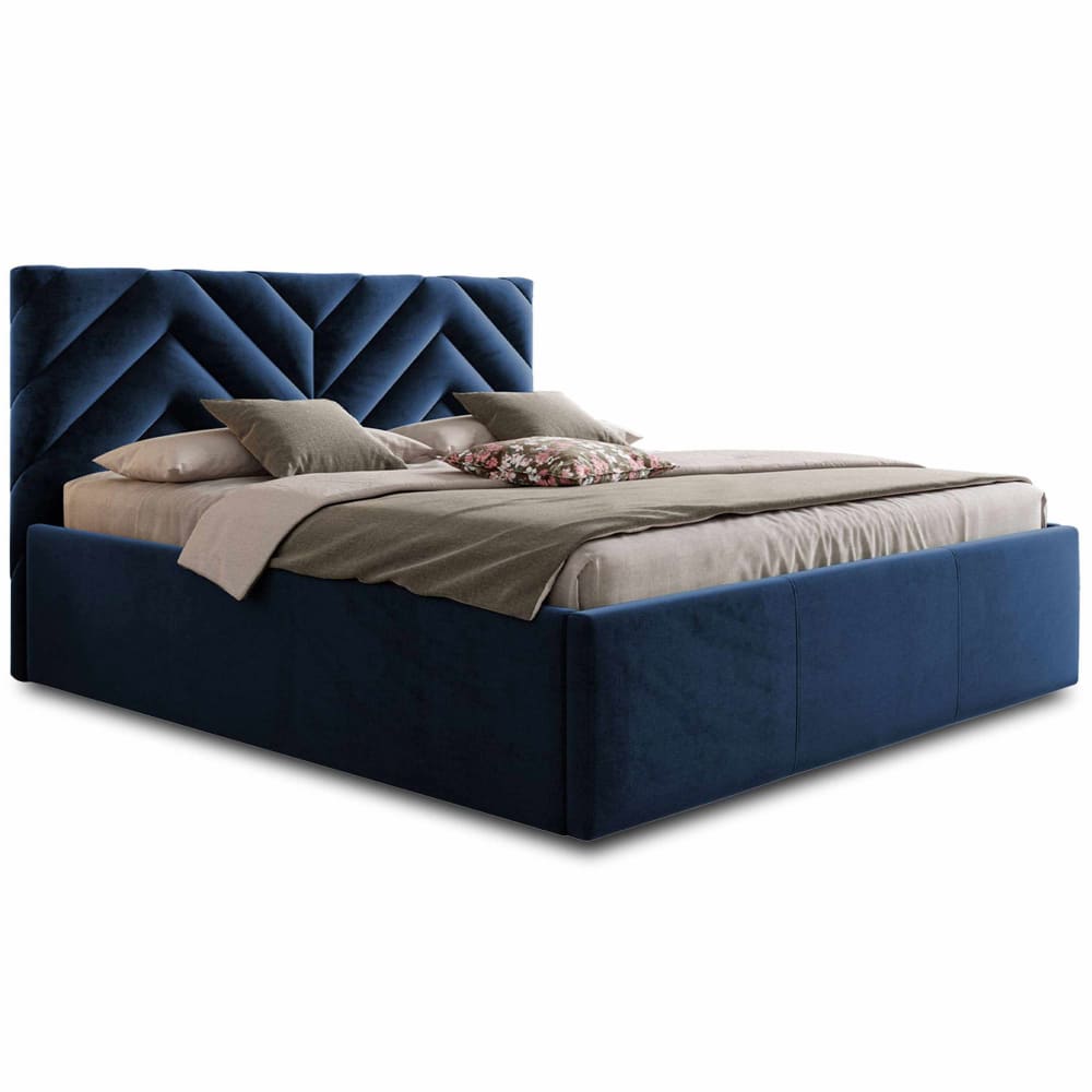 Lit coffre en Velours 180x200 cm bleu