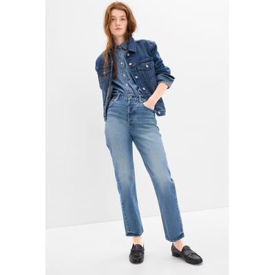 Gap Womens Light Wash Blue High Waisted Cheeky Straight Jeans - Light Wash Blue