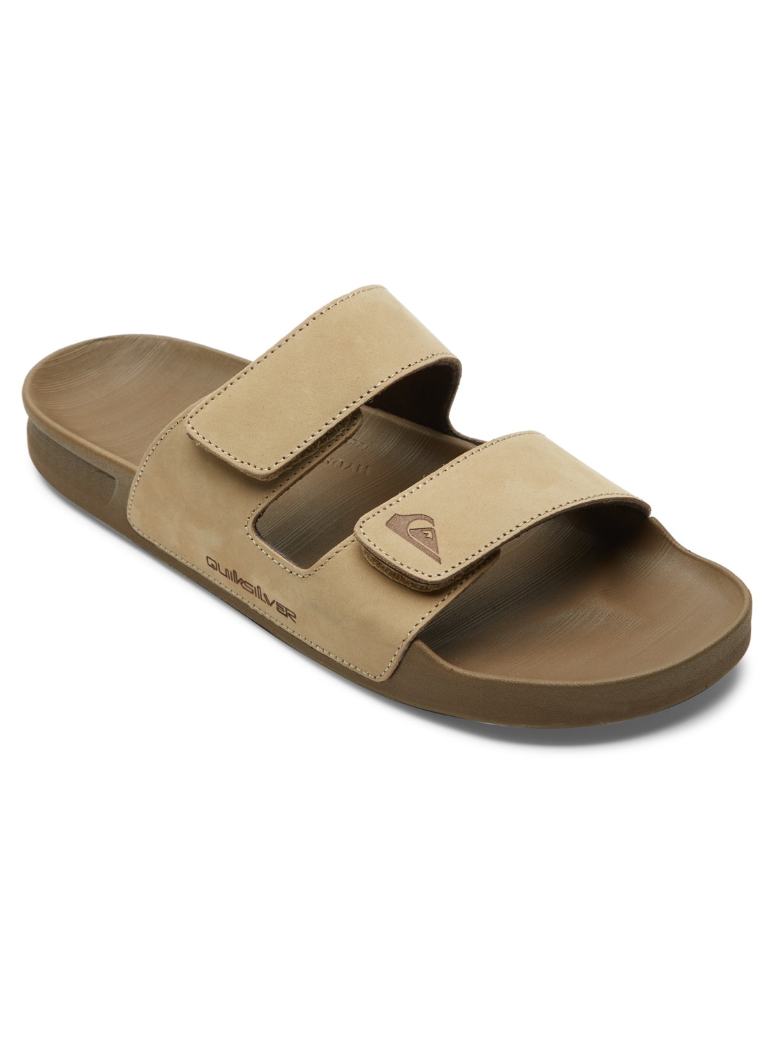 Sandale QUIKSILVER "Rivi Leather", Gr. 10 (43), beige (tan 1), Obermaterial: Leder / Außensohle: Gummi, Schuhe