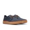Schnürschuh CLARKS "Clarkwood Low", Herren, Gr. 45, navy nubuck, Nubukleder, casual, Schuhe, Schnürschuh, Business Schuh mit markanter Schnürung