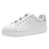 Plateausneaker TAMARIS, Damen, Gr. 37, weiß, Lederimitat, unifarben, sportlich, Schuhe, Freizeitschuh, Halbschuh, Schnürschuh mit Schmucksteinen verziert
