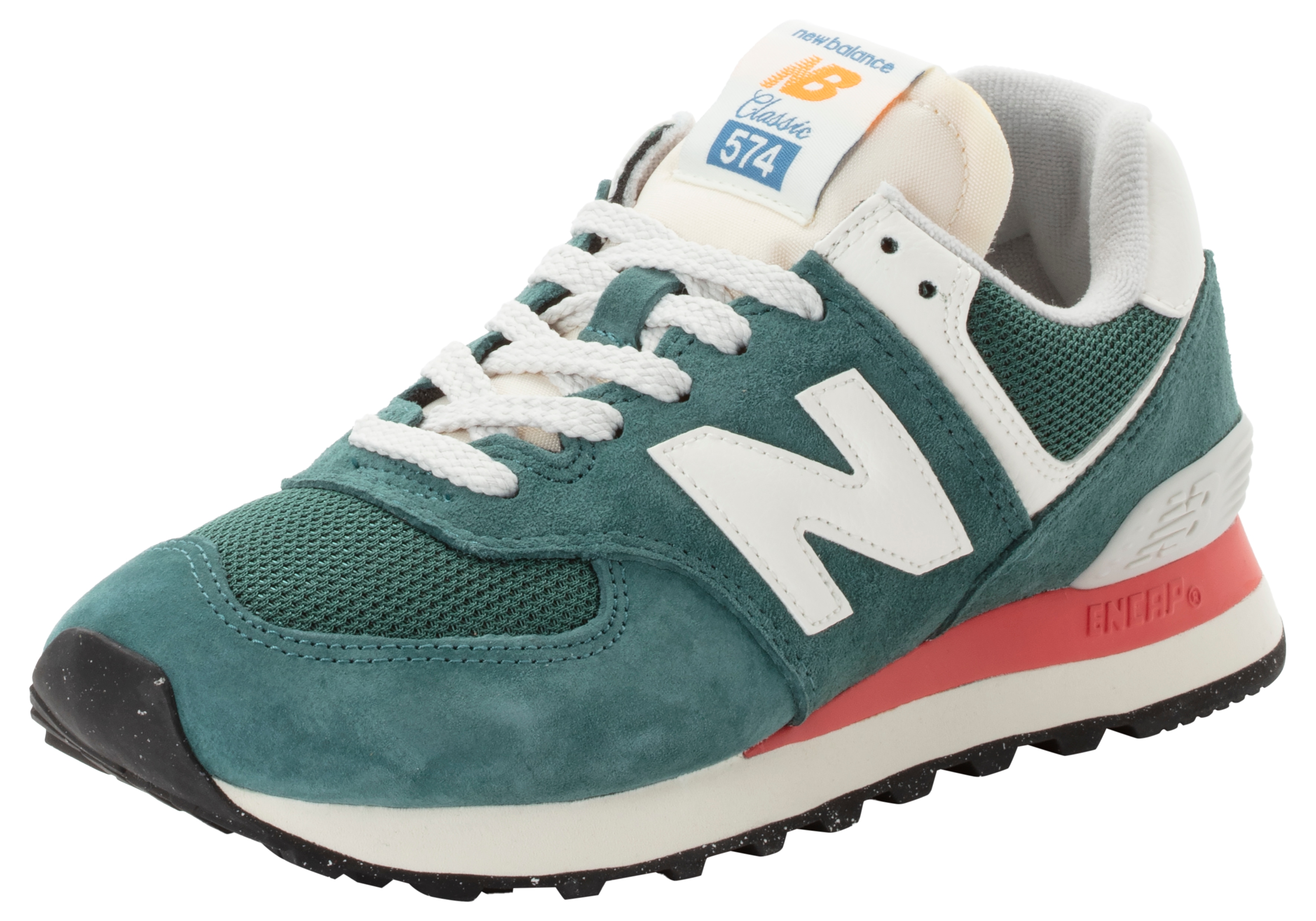 Sneaker NEW BALANCE "574", Damen, Gr. 37,5, new spruce, Leder, Synthetik, Schuhe Sneaker