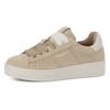 Plateausneaker TAMARIS, Damen, Gr. 37, beige, Rindsleder, sportlich, Schuhe, Freizeitschuh, Halbschuh, Schnürschuh mit seitlichem Logoschriftzug