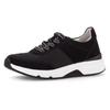 Keilsneaker GABOR ROLLINGSOFT, Damen, Gr. 39, schwarz, Textil, Veloursleder, unifarben, sportlich, Schuhe, Freizeitschuh, Halbschuh, Schnürschuh, Logoschriftzug an der Ferse