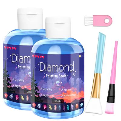 TEMU 120ml/240ml Diamond Painting Sealant Set, Sealant High Gloss Permanent Shining Effect Jigsaw Glue Art Set. Image