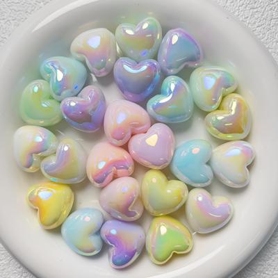 TEMU 10pcs 21*19mm High Quality Uv Two-color Luminous Straight Hole Acrylic Beads Diy Mobile Phone Chain Keychain Material Jewelry Accessories Image